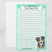 Kawaii Tri Color Australian Shepherd Stationery Briefpapier (Voorkant / Achterkant)