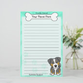 Kawaii Tri Color Australian Shepherd Stationery Briefpapier (Staand voorkant)