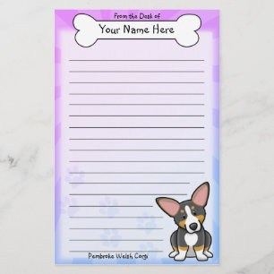 Kawaii Tri Pembroke Welsh Corgi Stationery Briefpapier