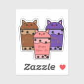 Kawaii Trio Meow Tea Vinyl Sticker (Vel)