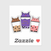 Kawaii Trio Meow Tea Vinyl Sticker (Vel)