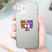 Kawaii Trio Meow Thee Vinyl Sticker (Telefoon)