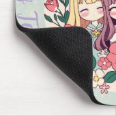 Kawaii Trio - Schattigee Anime Girls & Floral Vibe Muismat (Hoek)