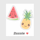 Kawaii Tropical Fruit Duo | Watermeloen en ananas Sticker (Vel)