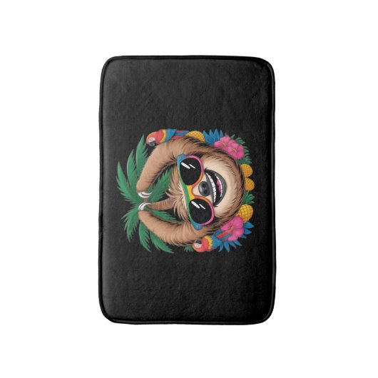 Kawaii Tropical Sloth – Cute Summer Vibes Rainbow  Badmat (Voorkant Verticaal)