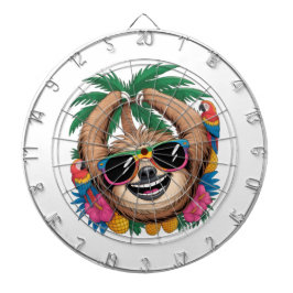 Kawaii Tropical Sloth – Cute Summer Vibes Rainbow Dartbord