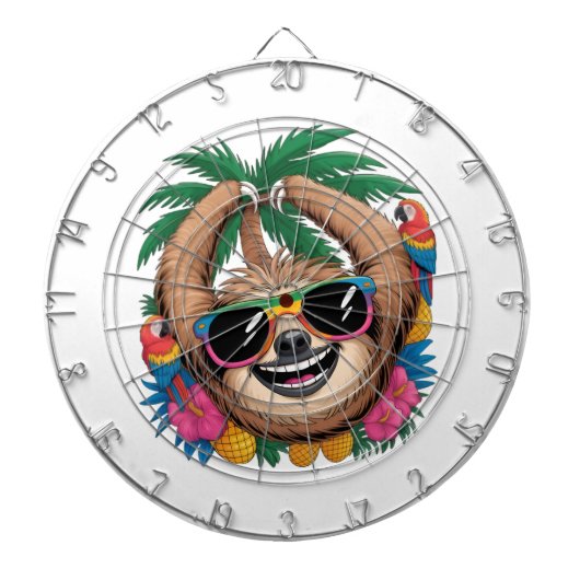 Kawaii Tropical Sloth – Cute Summer Vibes Rainbow  Dartbord (Voorkant)