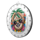 Kawaii Tropical Sloth – Cute Summer Vibes Rainbow  Dartbord (Voorkant Rechts)