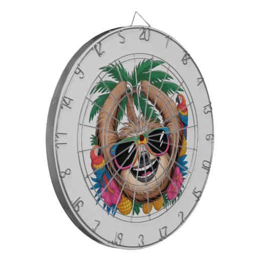Kawaii Tropical Sloth – Cute Summer Vibes Rainbow  Dartbord (Voorkant Links)
