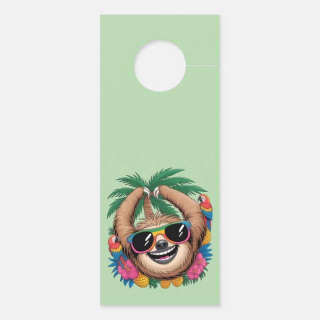 Kawaii Tropical Sloth – Cute Summer Vibes Rainbow  Deurhanger (Achterkant)