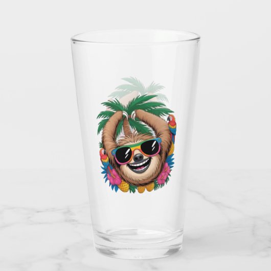 Kawaii Tropical Sloth – Cute Summer Vibes Rainbow  Glas (Achterkant)