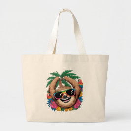 Kawaii Tropical Sloth – Cute Summer Vibes Rainbow Grote Tote Bag