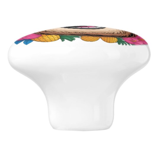 Kawaii Tropical Sloth – Cute Summer Vibes Rainbow  Keramische Knop (Zijkant)