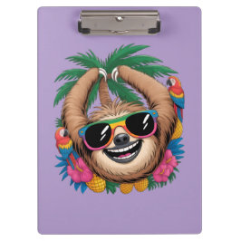 Kawaii Tropical Sloth – Cute Summer Vibes Rainbow Klembord
