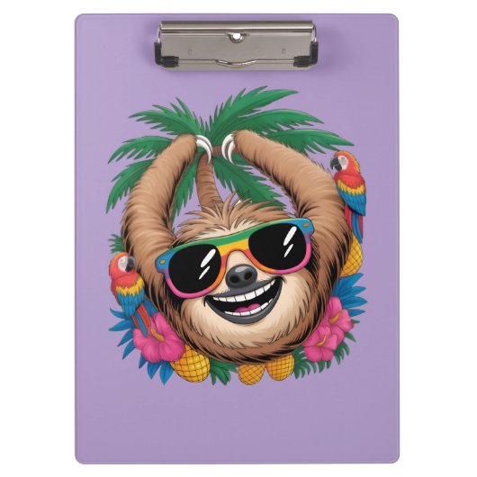 Kawaii Tropical Sloth – Cute Summer Vibes Rainbow  Klembord (Voorkant)