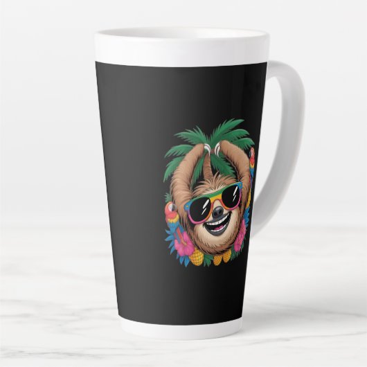 Kawaii Tropical Sloth – Cute Summer Vibes Rainbow  Latte Mok (Rechterhoek)