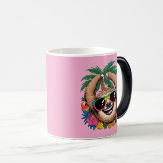 Kawaii Tropical Sloth – Cute Summer Vibes Rainbow  Magische Mok (Voorkant rechts)