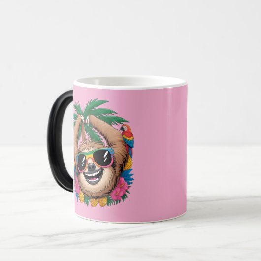 Kawaii Tropical Sloth – Cute Summer Vibes Rainbow  Magische Mok (Voorkant links)