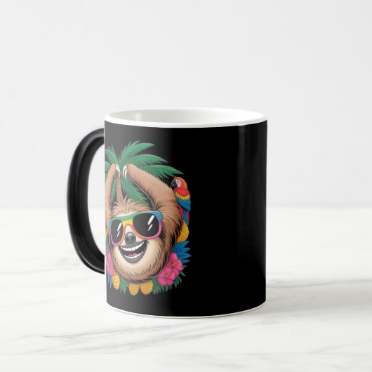 Kawaii Tropical Sloth – Cute Summer Vibes Rainbow  Magische Mok (Voorkant links)