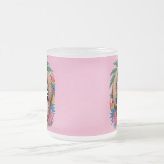 Kawaii Tropical Sloth – Cute Summer Vibes Rainbow  Matglas Koffiemok (Center)