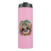Kawaii Tropical Sloth – Cute Summer Vibes Rainbow  Thermosbeker (Voorkant)