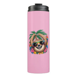 Kawaii Tropical Sloth – Cute Summer Vibes Rainbow Thermosbeker