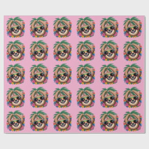 Kawaii Tropische Luiaard – Mooie Zomer Vibe Regenb Cadeaupapier