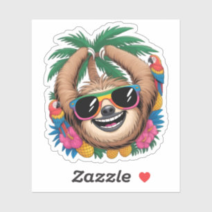 Kawaii Tropische Luiaard – Mooie Zomer Vibe Regenb Sticker
