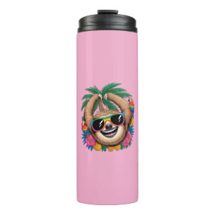 Kawaii Tropische Luiaard – Mooie Zomer Vibe Regenb Thermosbeker