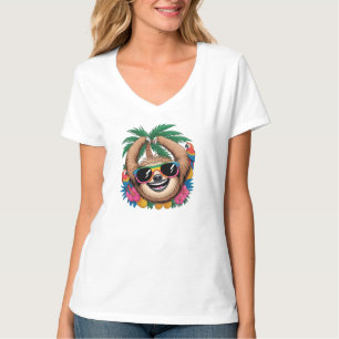 Kawaii Tropische Luiaard – Mooie Zomer Vibes Regen T-shirt
