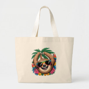 Kawaii Tropische Luiaard – Mooie Zomerstemming Reg Grote Tote Bag