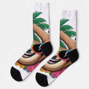 Kawaii Tropische Luiaard – Mooie Zomerstemming Reg Sokken