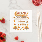 Kawaii Turkey Checklist Gobble Wobble Ugly Sweater Servet (Insitu)
