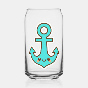 Kawaii Turquoise Anker – grillig en vrolijk Blikvorm Glas