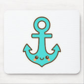 Kawaii Turquoise Anker – grillig en vrolijk Muismat (Voorkant)