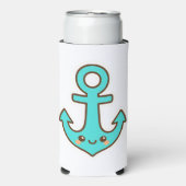 Kawaii Turquoise Anker – grillig en vrolijk Seltzer Blikjeskoeler (Seltzer Voorkant)