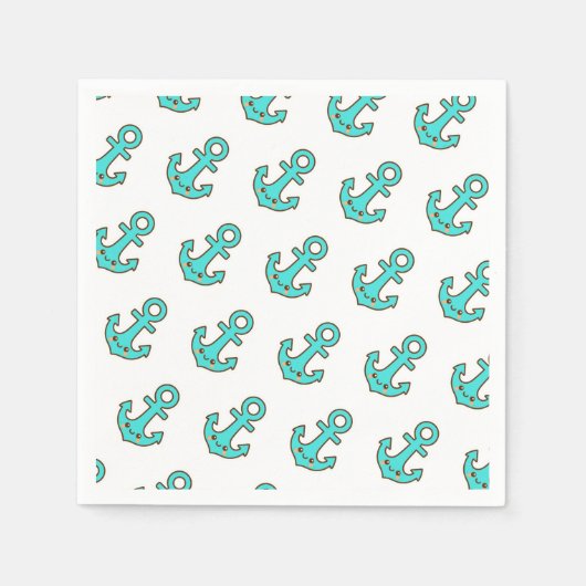 Kawaii Turquoise Anker – grillig en vrolijk Servet (Voorkant)