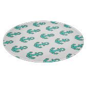 Kawaii Turquoise Anker – grillig en vrolijk Snijplank (Hoek)