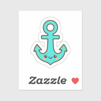 Kawaii Turquoise Anker – grillig en vrolijk Sticker