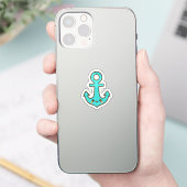 Kawaii Turquoise Anker – grillig en vrolijk Sticker (Telefoon)