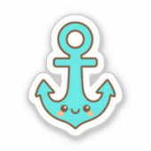 Kawaii Turquoise Anker – grillig en vrolijk Sticker (Voorkant)