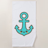 Kawaii Turquoise Anker – grillig en vrolijk Strandlaken (Voorkant)