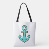 Kawaii Turquoise Anker – grillig en vrolijk Tote Bag (Achterkant)