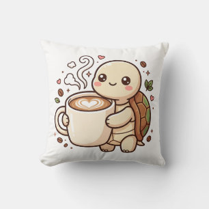 Kawaii Turtle Latte Hart Worp Kussen