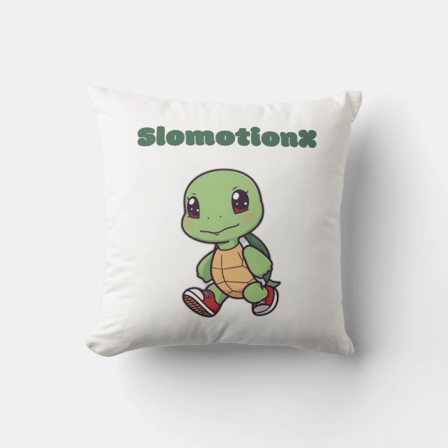 Kawaii Turtle Pillow – Schattigee Slomotionx Carto Kussen (Voorkant)