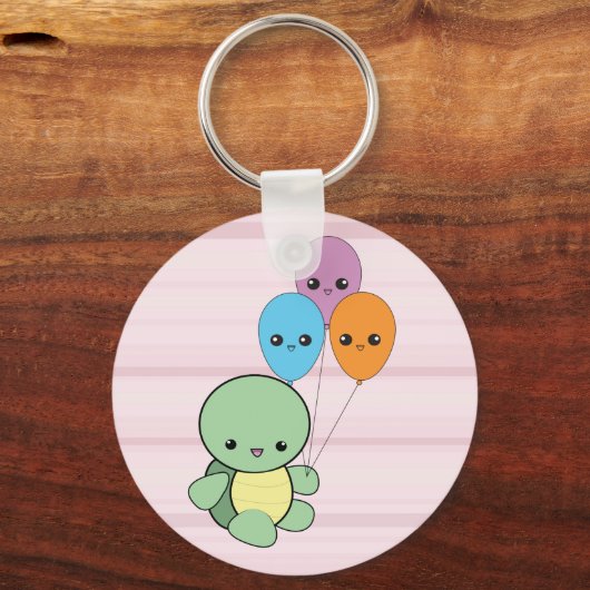 Kawaii Turtle with Balloons sleutelhanger (Voorkant)