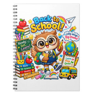 Kawaii Uil Klaar Om Te Leren Terug Naar School Not Notitieboek