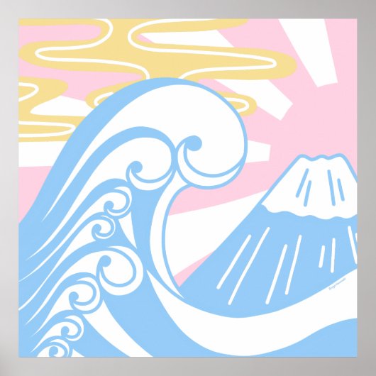 Kawaii Ukiyoe in Pastel Colors Poster (Voorkant)