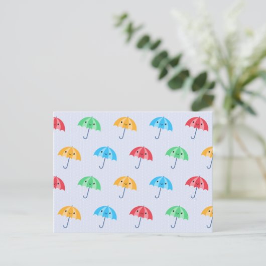 Kawaii Umbrellas Briefkaart (Staand voorkant)