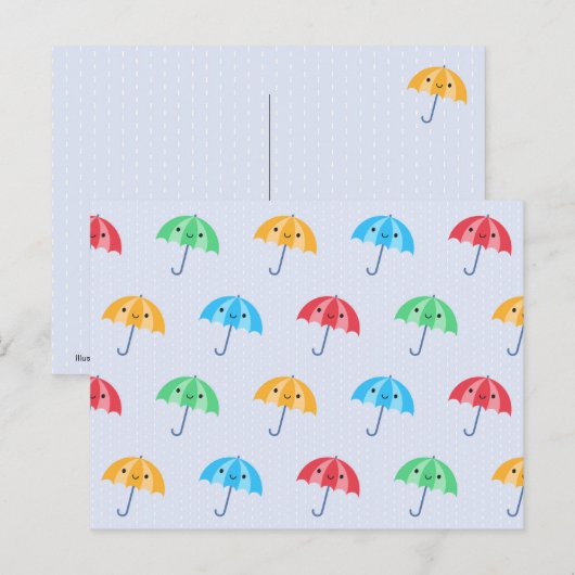 Kawaii Umbrellas Briefkaart (Voorkant / Achterkant)